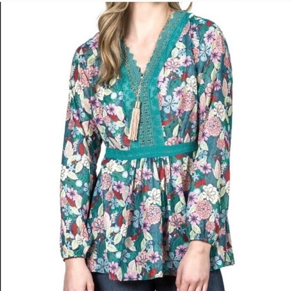 Matilda Jane Kookaburra sz large floral peasant blouse shirt WT286 - Picture 1 of 4